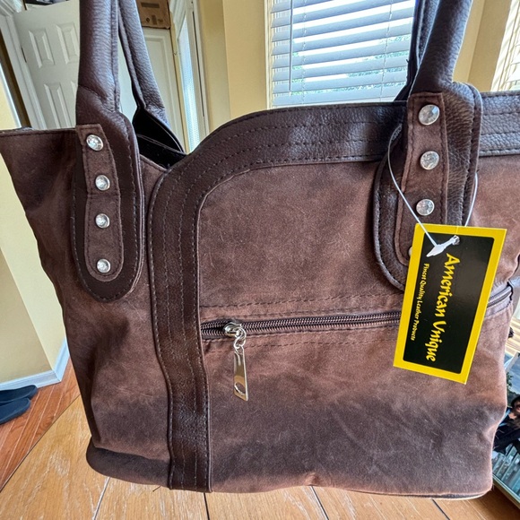 New brown suede handbag, boho purse - Picture 2 of 6